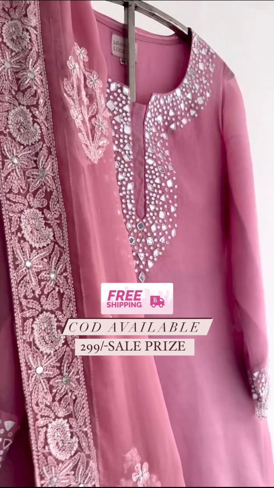 CHIKANKARI X MIRROR WORK KURTA SET
