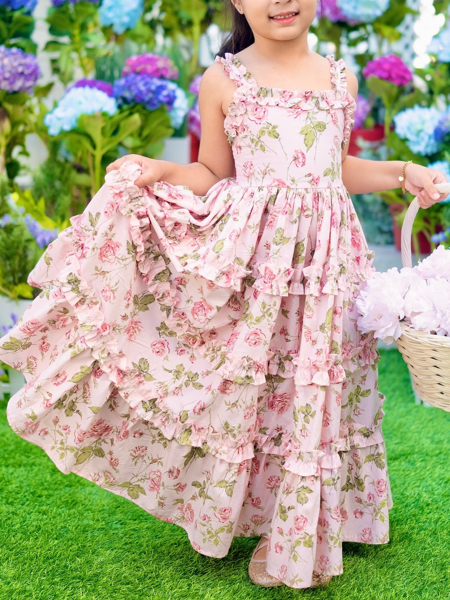 Toddler Girls Allover Flora Rose Print Layered Ruffle Dress